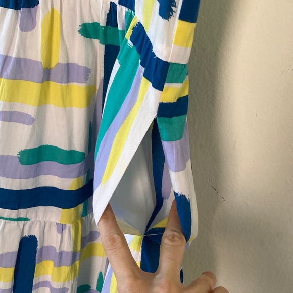 PINCH Stella Tiered Ruffle Midi Dress Multicolor Abstract Print Size L - Picture 15 of 16